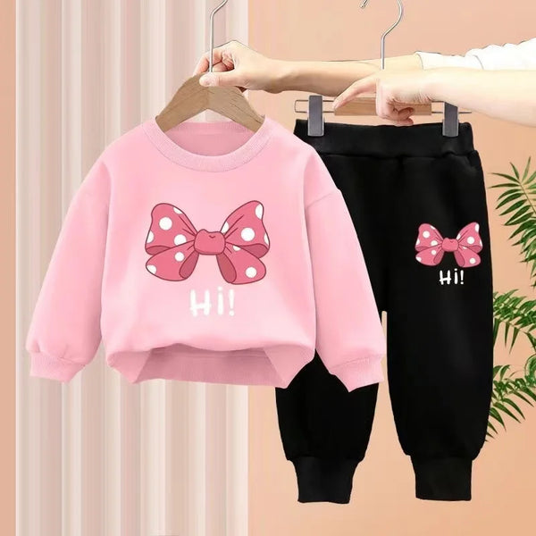 Autumn Baby Girl Clothes Set Children Sports Bow Letter Printing