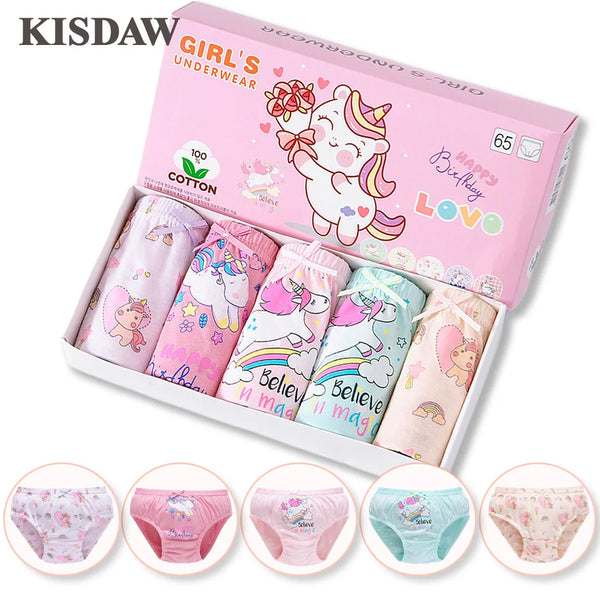 5 Packs/Box Children Underwear Girls Panties Cotton Comfortable