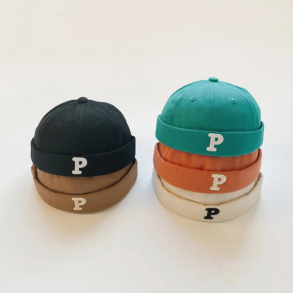 P Letter Embroidery Baby Brimless Hat Fashion Soild Color Boy Girl