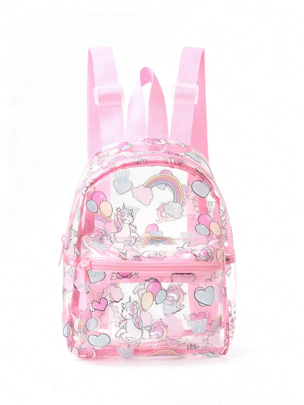 1 Pc Summer Cute Cartoon Unicorn Transparent Backpack For Girls