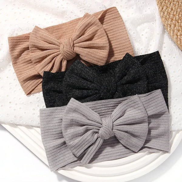 1PC Soft Knit Baby Headband Rib Bow Elastic Soft Newborn Headbands for