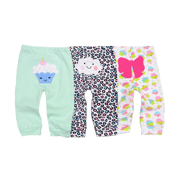 Kiddiezoom 3 Pcs/Lot  Fashion Cartoon 100%Cotton Baby Boy Girl Pants