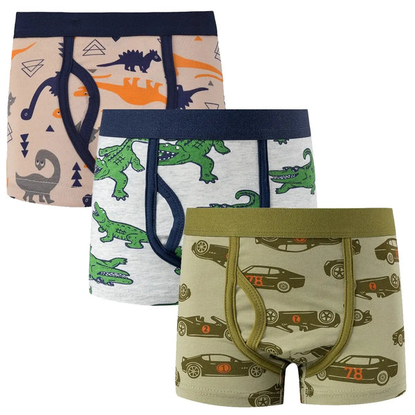 3pcs Toddler Kid Boys Underwear Soft Breathable Cartoon Dinosaur Fire