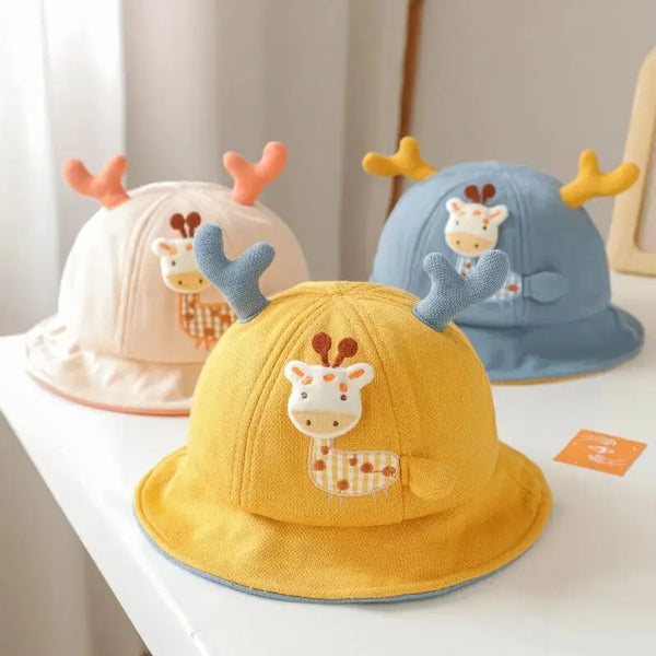 Cartoon Giraffe Baby Bucket Hat Spring Summer Cotton Boys Girls