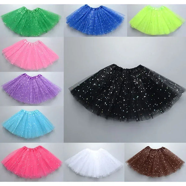 Girls Tulle Star Short Tutu Skirt Children Fancy Ballet Dancewear