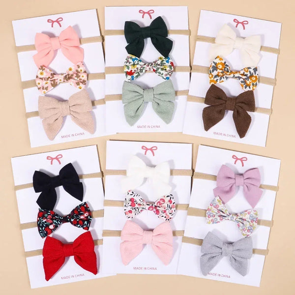 3/4/6Pcs/Set Sweet Colorful Ribbon Bowknot Elastic Headband For Baby