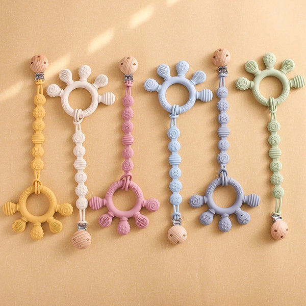 Baby Silicone Teether Infant Pacifier Chain Clip Food Grade Silicone