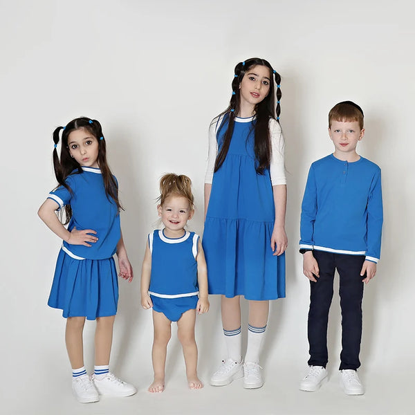 Summer/spring family set royal blue family set boy and girl