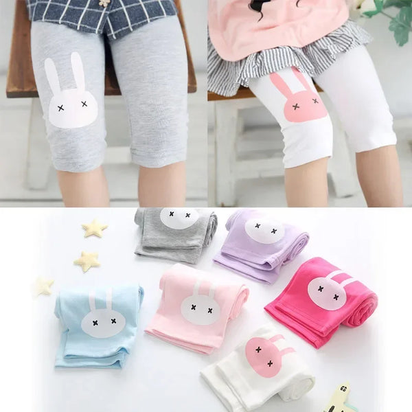 Summer Girls Leggings Children Casual Knee Pants Elastic Cotton Candy