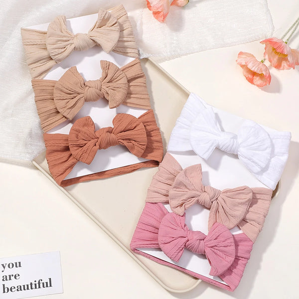 Bow Children Headbands European American Style Solid Color Girl Hair