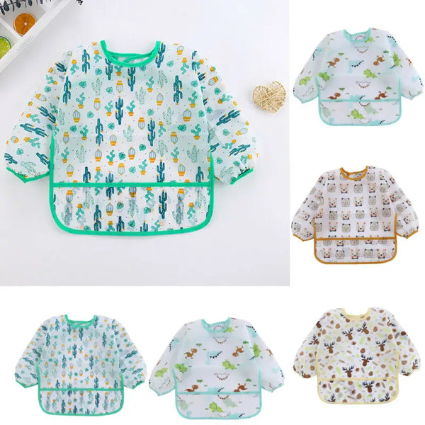 Baby Bibs New Cute Children Baby Stuff Toddler Waterproof Long Sleeve