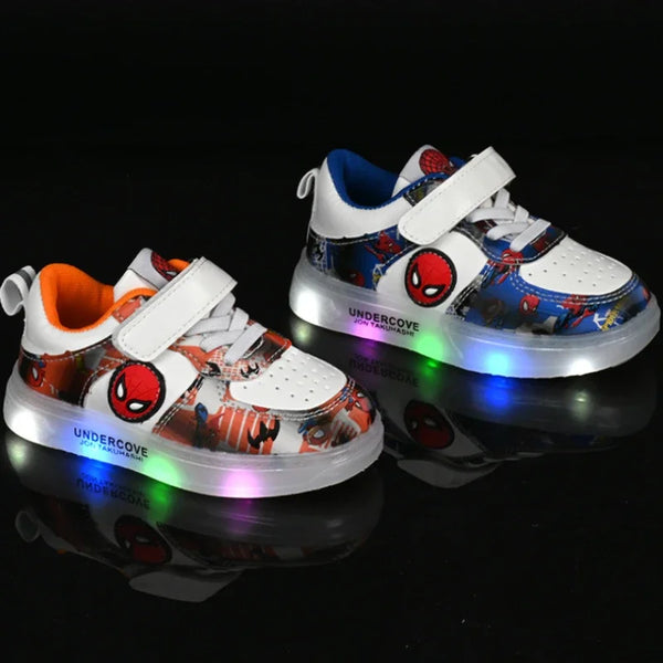 Disney Led Light Shoes for Kids Fashion Cartoon Spiderman Boys