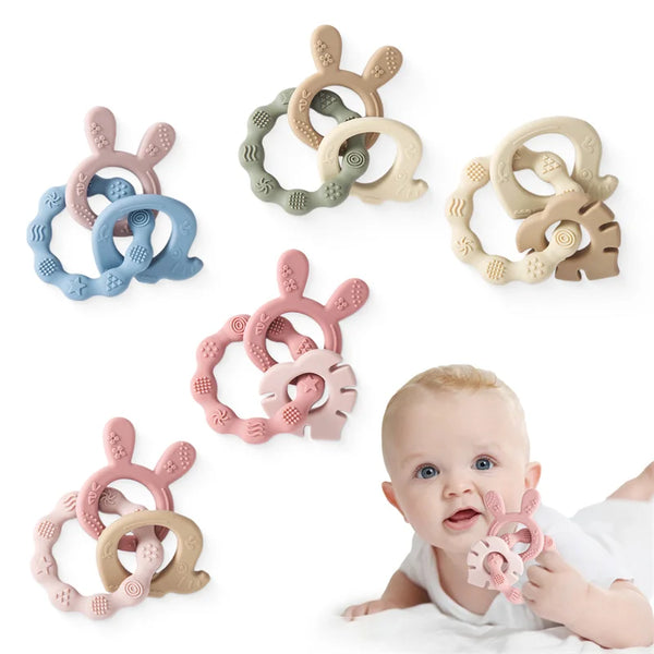 1Pcs Baby Silicone Teether Ring BPA Free Rattles Bracelet Food Grade