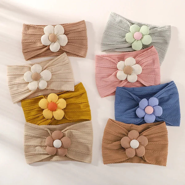 1Pc Baby Nylon Headscarf Astique Suitable Newborn Girl Flower Handmade