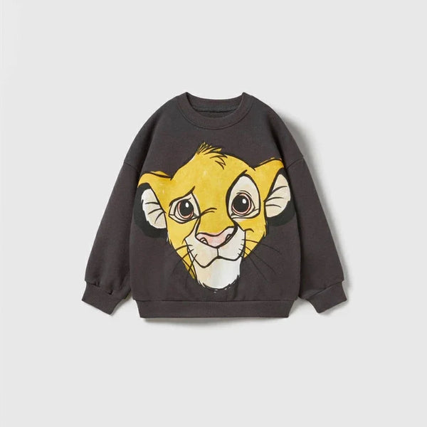 Cartoon Sweatshirts Pure Color Casual Sports Long-sleeved TShirt For