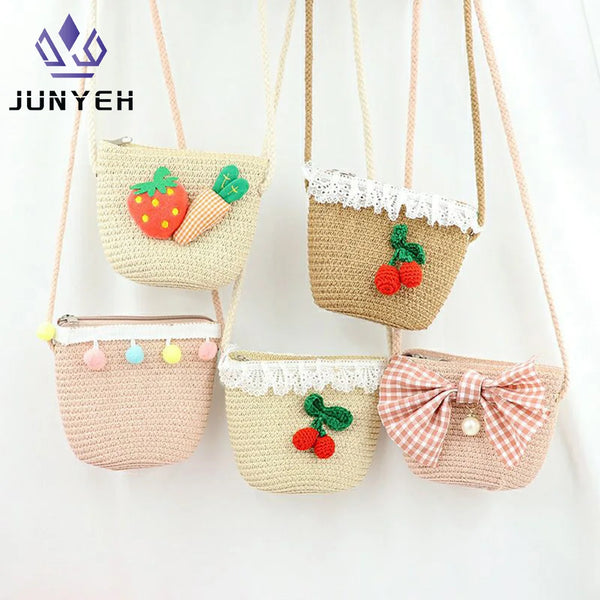 Kids Cute Hand Bag Children's Weave Shoulder Bags Fashion Straw Cross