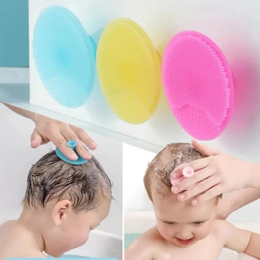 (3 colors）Baby Infant Bathing Soft Silicone Kids Children Shower Brush