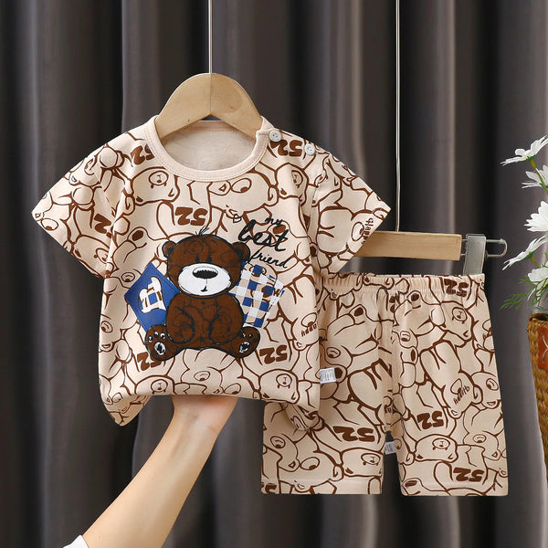 2024 New Kids Boys Girls Summer Pajamas Cute Cartoon Print Short