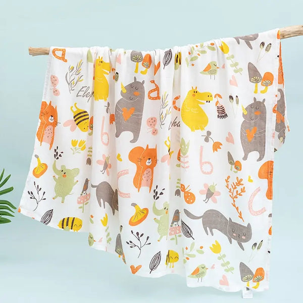 1 Pcs Animal Pattern 110cm Cotton Gauze Cover Newborn Towel Double