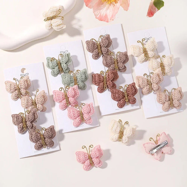 4 Pieces/set New Cute Baby Girl Bow Hairpin Wool Knitted Headwear