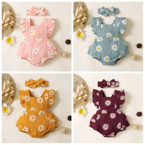 Infant Baby Girl Romper Clothes Ruffle Sleeveless Newborn Bodysuit