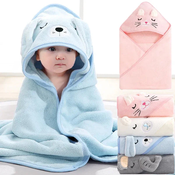 Baby Hooded Bath Towels Cartoon Animal Newborn Soft Towel Blanket