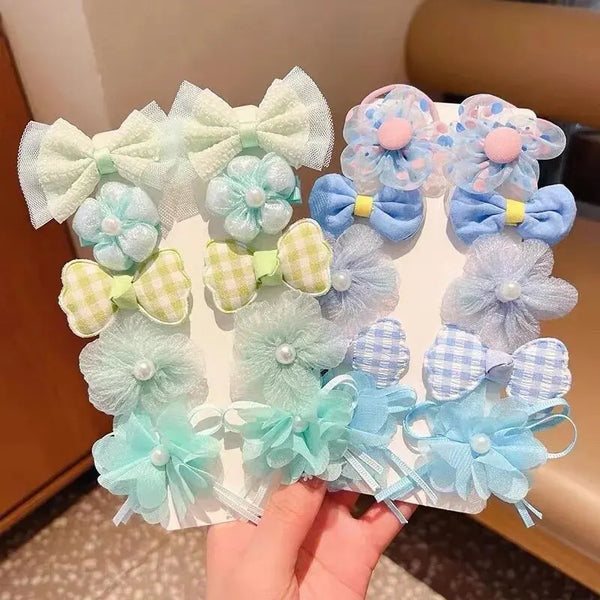 10 Pcs/1 Sets Kids Cute Bow Hair Accessories For Girls Flowers