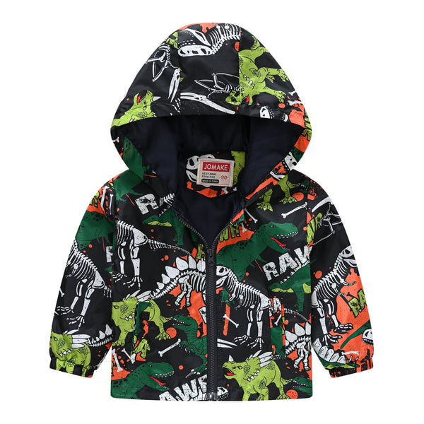 Boys Windproof Hooded Jacket Various  Cartoon  Graphic prints Zipper