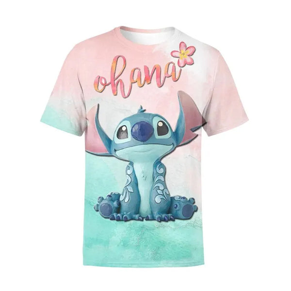 2024 Disney Stitch Children Boys Girls T Shirts Summer Short Sleeve