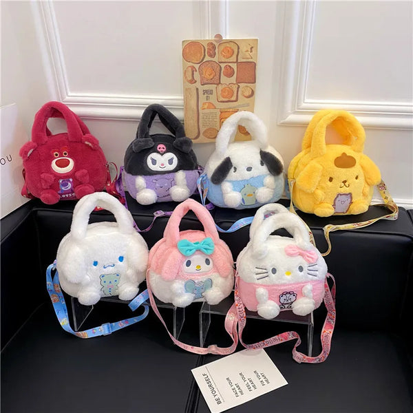 Kawaii Sanrio Plush Bag Kuromi Backpack Anime Melody Cinnamoroll