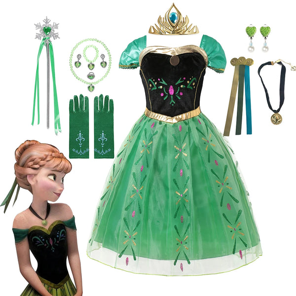 Disney Frozen Elsa Anna Costume For Kids Girl Fancy Birthday Party