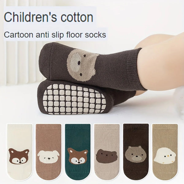 Six Pairs Autumn And Winter Large Area Dot Glue Baby Trampoline Socks,