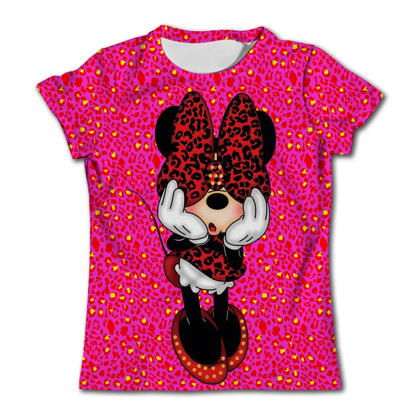 2024 Kids Short Sleeve T-shirt Disney Minnie Mouse Print Children Top