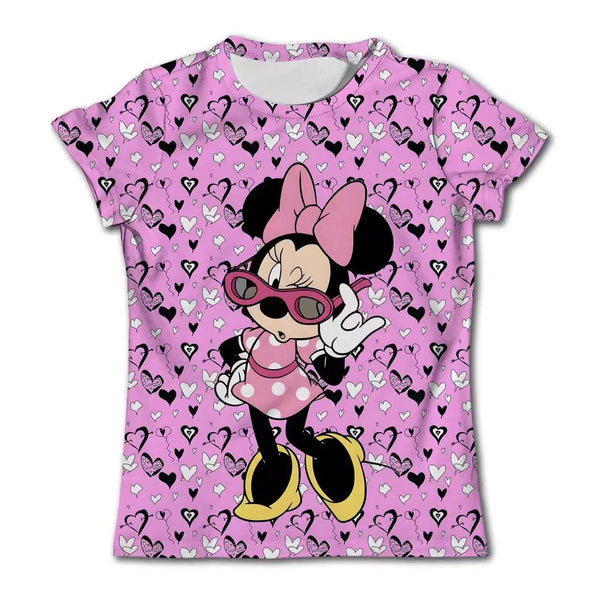 Summer Children Top Stitch Print Kids Short Sleeve T-shirt Girls