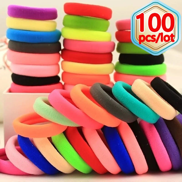 50/100pcs Colorful Hair Bands Rope Kids Children Nylon Ponytail Holder