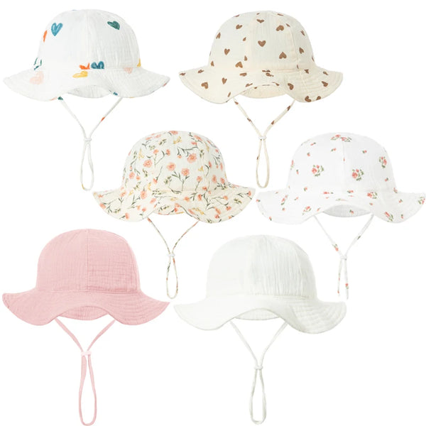 Baby Cotton Bucket Hat New Children Sunscreen Outdoor Caps Boys Girls