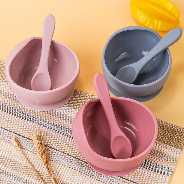 2PC Silicone Sucker Bowl Feeding Tableware for Infant and Young