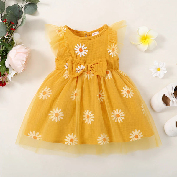 Toddler Girl's Summer Dress Small Daisy Sleeveless Tulle Holiday Party