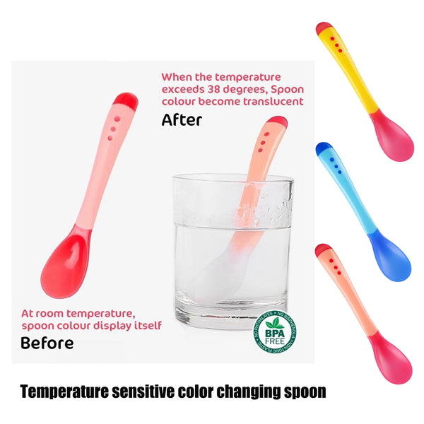 Temperature sensitive silicone fork and spoon, temperature exceeding