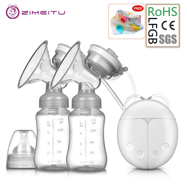 ZIMEITU Double Electric Breast Pumps Powerful Nipple Suction USB