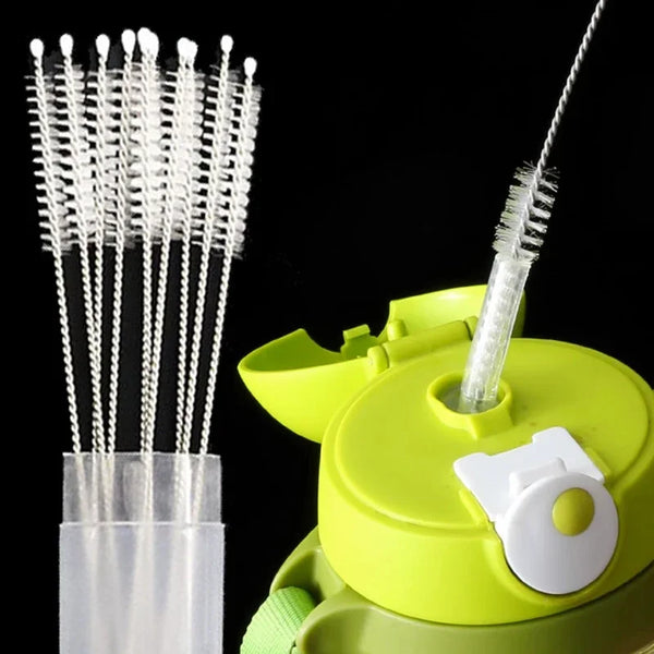 Bending Stainless Straw Brush Cleaner Soft Hair Suction Glass Tube