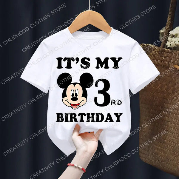 Mickey Mouse Children T-Shirt Disney Birthday Number 1-9 Boy Girl