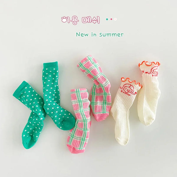 2014 Summer Socks Children Mesh Socks Kids Girls Calf Length Polka