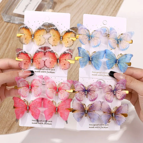 4/6Pcs Colorful Butterfly Hairpins Girl Hair Clips Barrettes Women