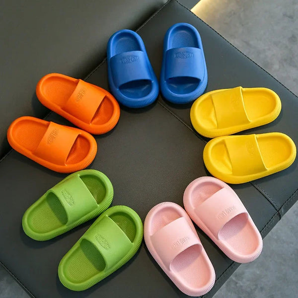 Summer Children Casual Slippers Solid Color Breathable Non-Slip Home