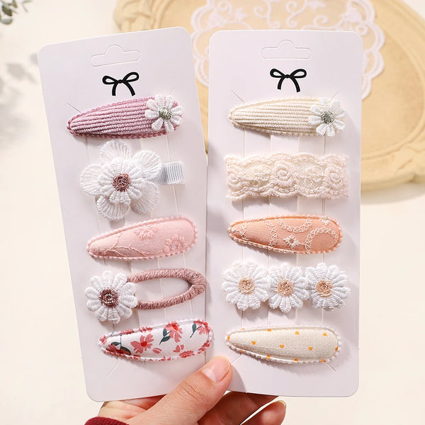 5Pcs/Set Mini Baby Girl Hair Clip Cute Floral Bow Bunny Princess