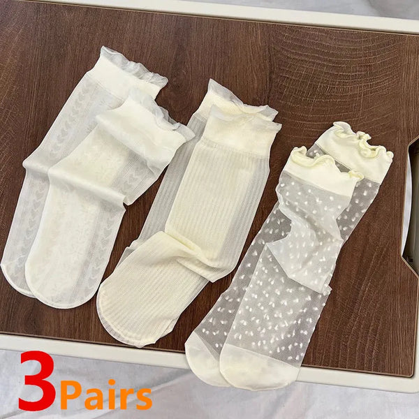 3Pairs/Lot Baby Girls Knee High Socks Long Kids Soft Lace Stuff