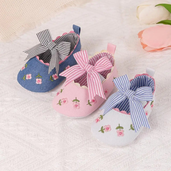 Meckior Newborn Baby Walking Shoes Girls Baby Bow Princess Shoes Soft