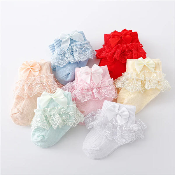 Lawadka 0-24Month Newborn Baby Socks For Girls Cotton Lace Infant