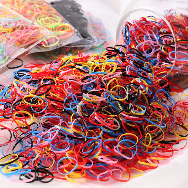 500Pcs Girls Disposable Rubber Band Elastic Hair Bands Colorful